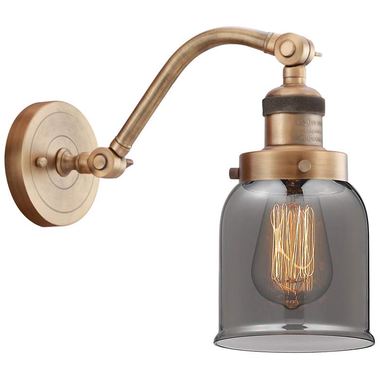 Image 1 Bell 5" Brushed Brass Sconce w/ Plated Smoke Shade