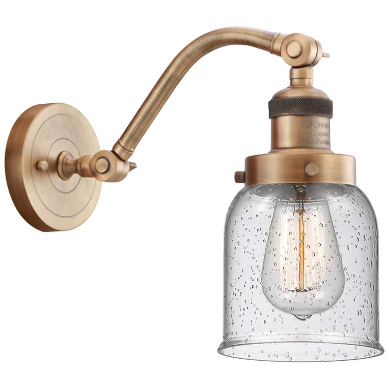 Image 1 Bell 5" Brushed Brass Sconce w/ Seedy Shade
