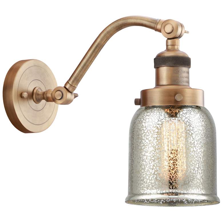 Image 1 Bell 5" Brushed Brass Sconce w/ Silver Plated Mercury Shade