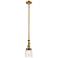 Bell 5" Brushed Brass Stem Hung Mini Pendant w/ Deco Swirl Shade