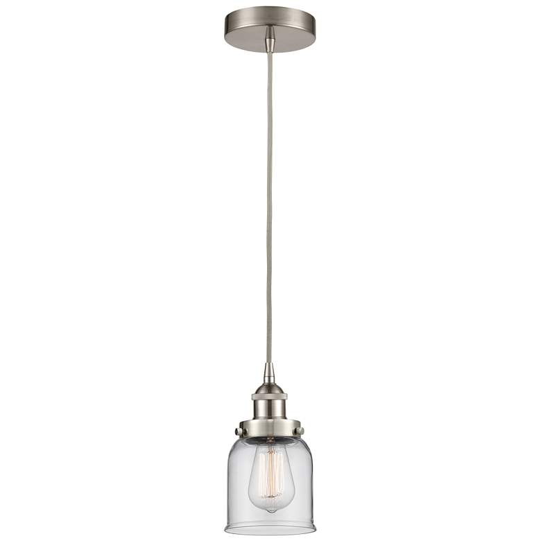 Image 1 Bell 5" Brushed Satin Nickel Mini Pendant w/ Clear Shade