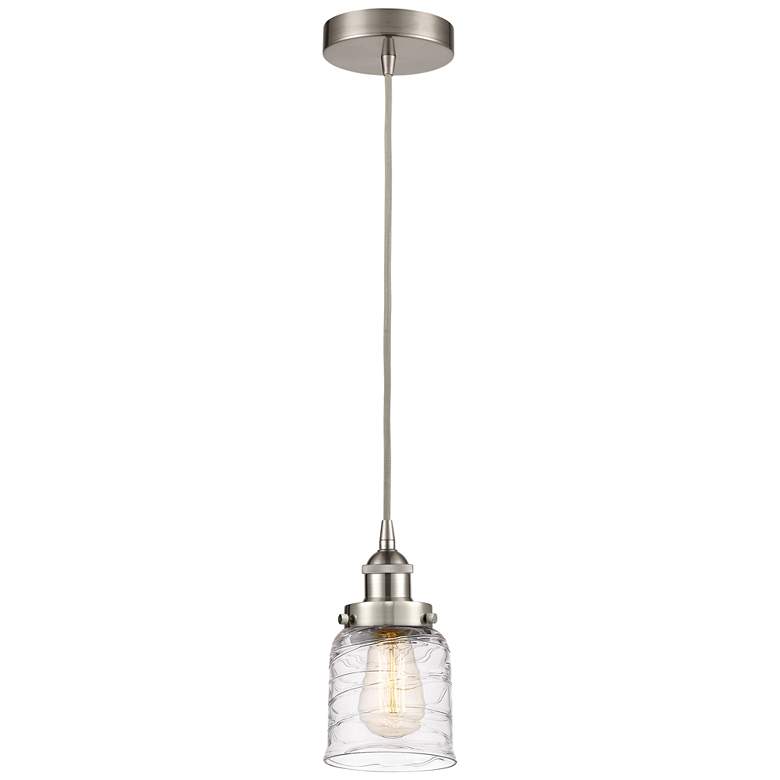 Image 1 Bell 5" Brushed Satin Nickel Mini Pendant w/ Deco Swirl Shade