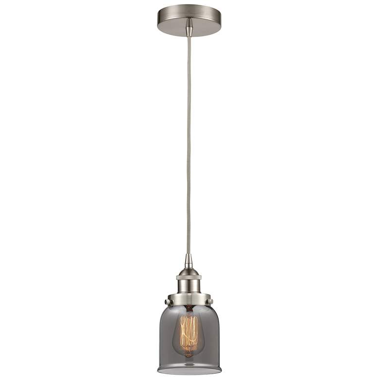 Image 1 Bell 5" Brushed Satin Nickel Mini Pendant w/ Plated Smoke Shade