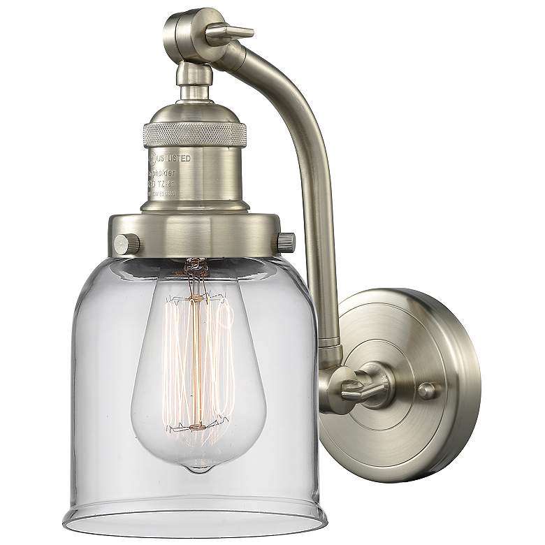 Image 1 Bell 5" Brushed Satin Nickel Sconce w/ Clear Shade