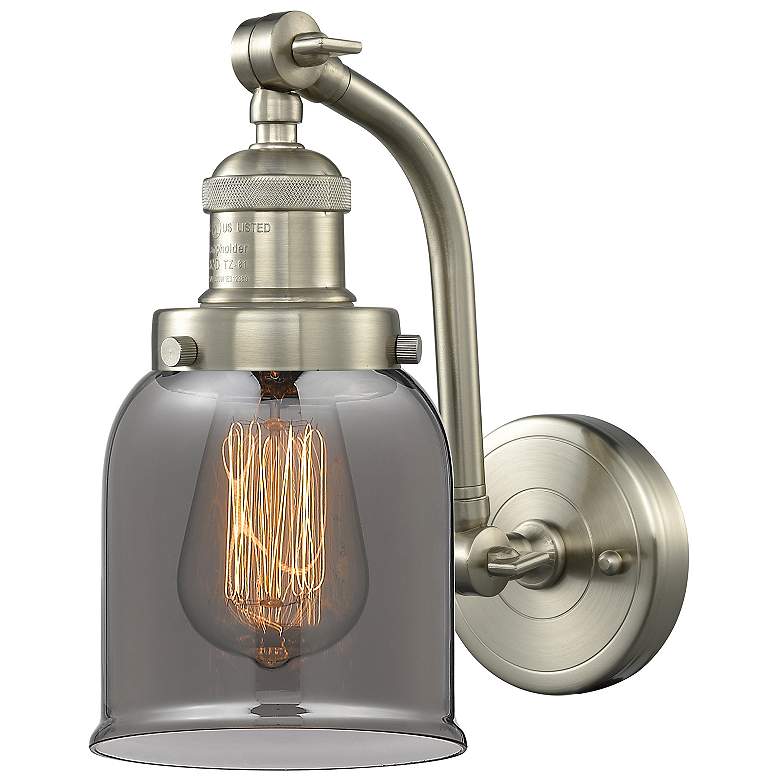 Image 1 Bell 5" Brushed Satin Nickel Sconce w/ Plated Smoke Shade
