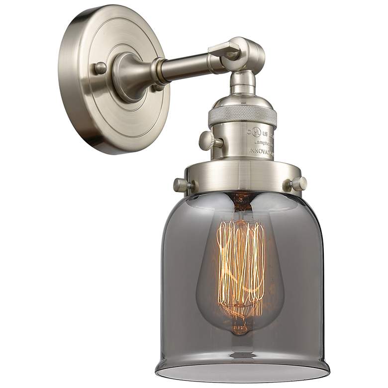 Image 1 Bell 5" Brushed Satin Nickel Sconce w/ Plated Smoke Shade