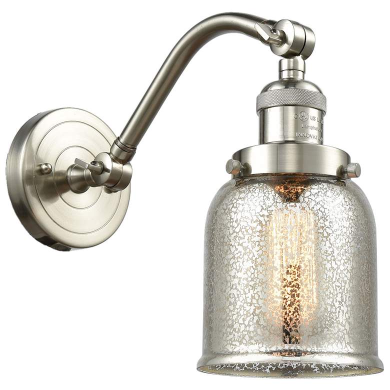 Image 1 Bell 5" Brushed Satin Nickel Sconce w/ Silver Plated Mercury Shade