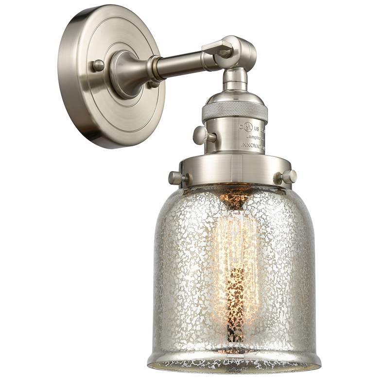 Image 1 Bell 5" Brushed Satin Nickel Sconce w/ Silver Plated Mercury Shade