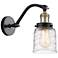 Bell 5" Incandescent Sconce - Black Brass Finish - Deco Swirl Shade