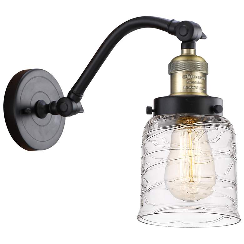 Image 1 Bell 5" Incandescent Sconce - Black Brass Finish - Deco Swirl Shade