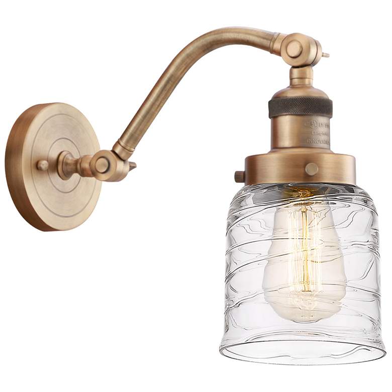 Image 1 Bell 5" Incandescent Sconce - Brass Finish - Deco Swirl Shade
