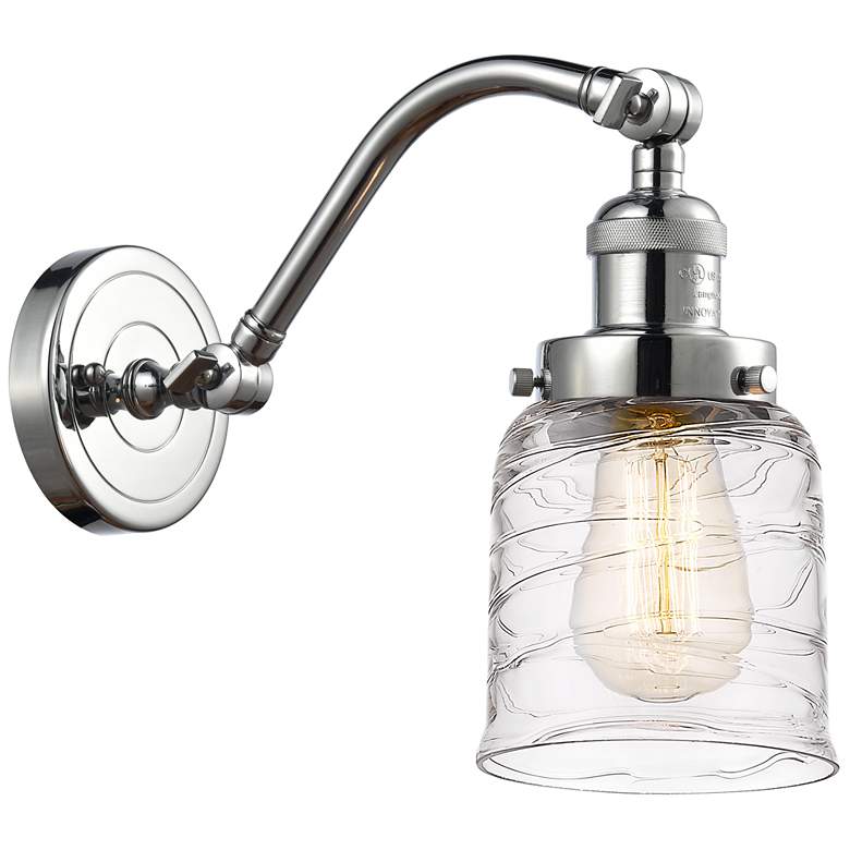 Image 1 Bell 5" Incandescent Sconce - Chrome Finish - Deco Swirl Shade