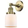 Bell 5" LED Sconce - Brass Finish - Matte White Shade