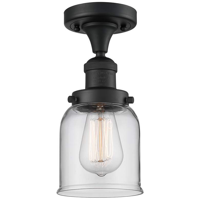 Image 1 Bell 5" LED Semi-Flush Mount - Matte Black - Clear Shade