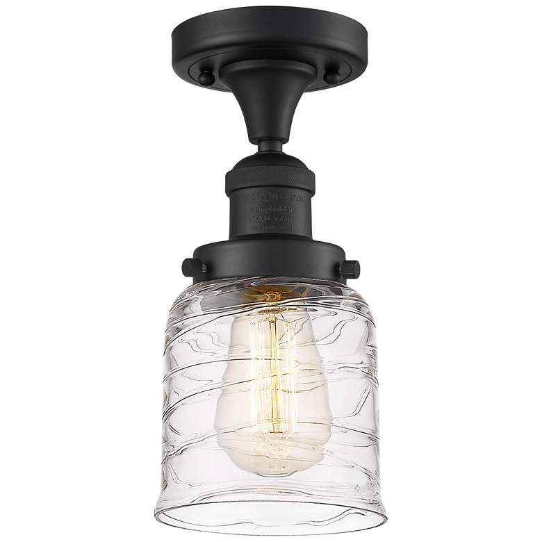 Image 1 Bell 5" LED Semi-Flush Mount - Matte Black - Deco Swirl Shade