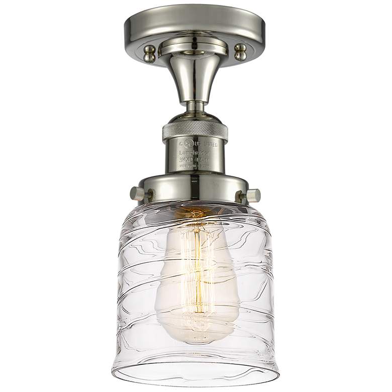 Image 1 Bell 5" LED Semi-Flush Mount - Polished Nickel - Deco Swirl Shade