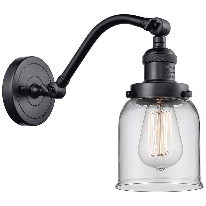 Image 1 Bell 5" Matte Black Sconce w/ Clear Shade