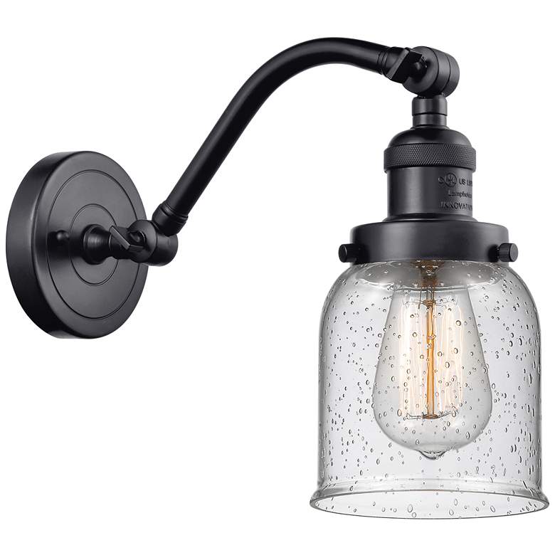 Image 1 Bell 5" Matte Black Sconce w/ Seedy Shade