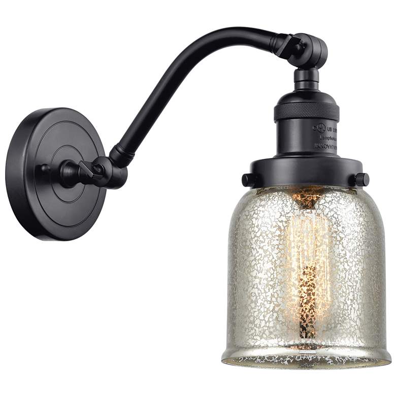 Image 1 Bell 5" Matte Black Sconce w/ Silver Plated Mercury Shade