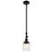 Bell 5" Matte Black Stem Hung Mini Pendant w/ Deco Swirl Shade