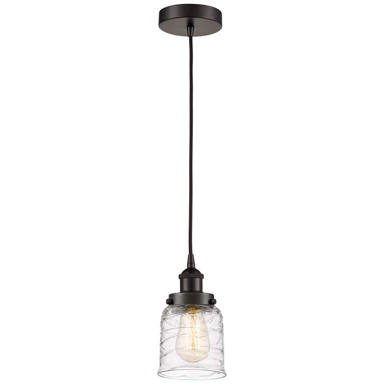 Image 1 Bell 5" Oil Rubbed Bronze Mini Pendant w/ Deco Swirl Shade