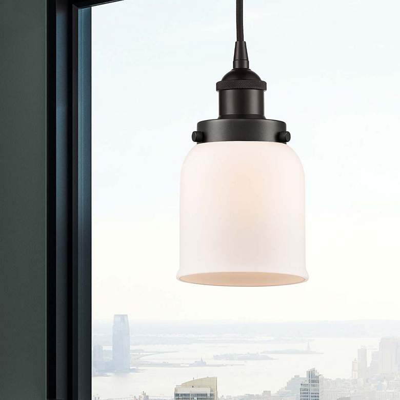 Image 1 Bell 5" Oil Rubbed Bronze Mini Pendant w/ Matte White Shade