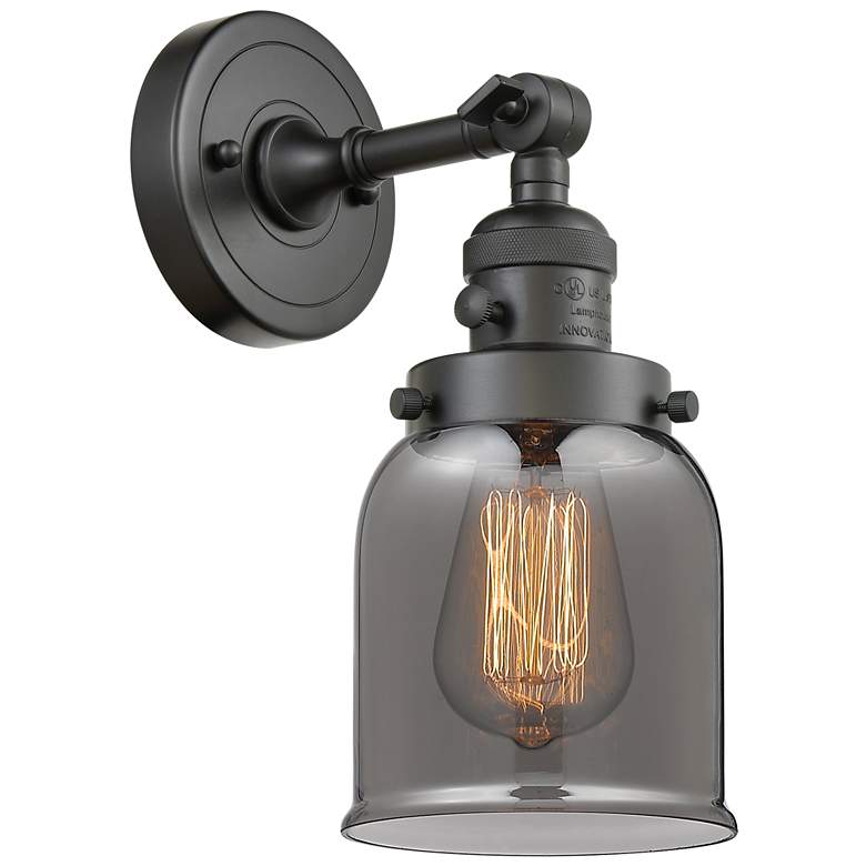 Image 1 Bell 5" Oil Rubbed Bronze Sconce w/ Plated Smoke Shade