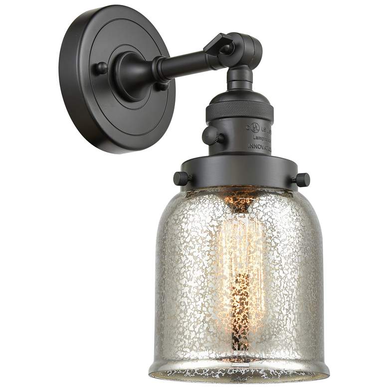 Image 1 Bell 5" Oil Rubbed Bronze Sconce w/ Silver Plated Mercury Shade