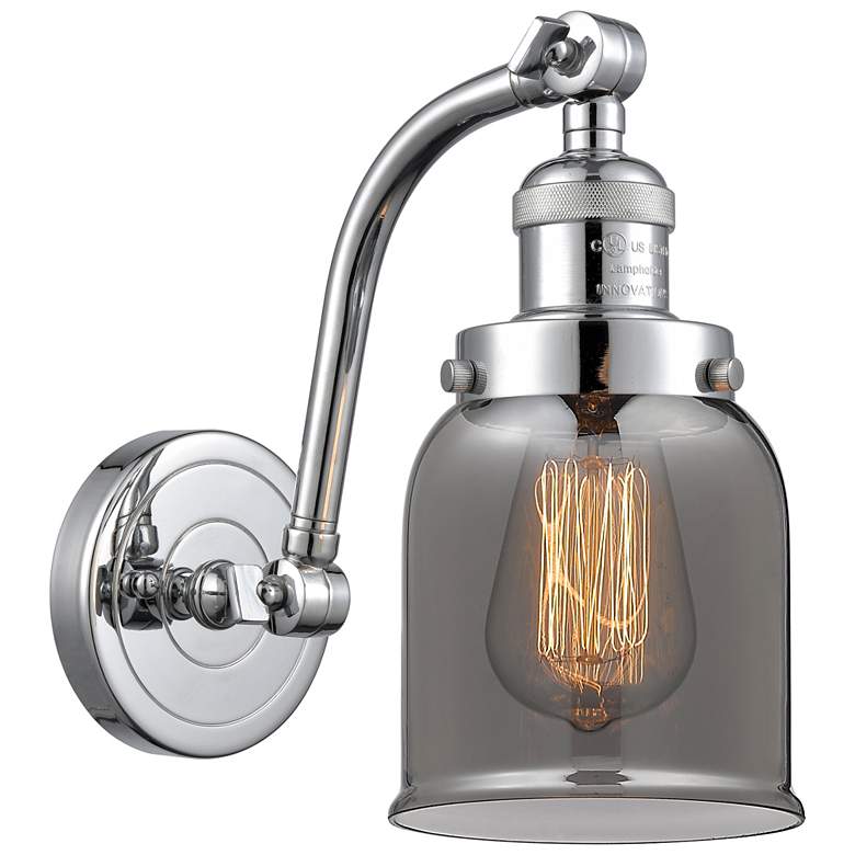 Image 1 Bell 5 inch Polished Chrome Sconce w/ Plated Smoke Shade