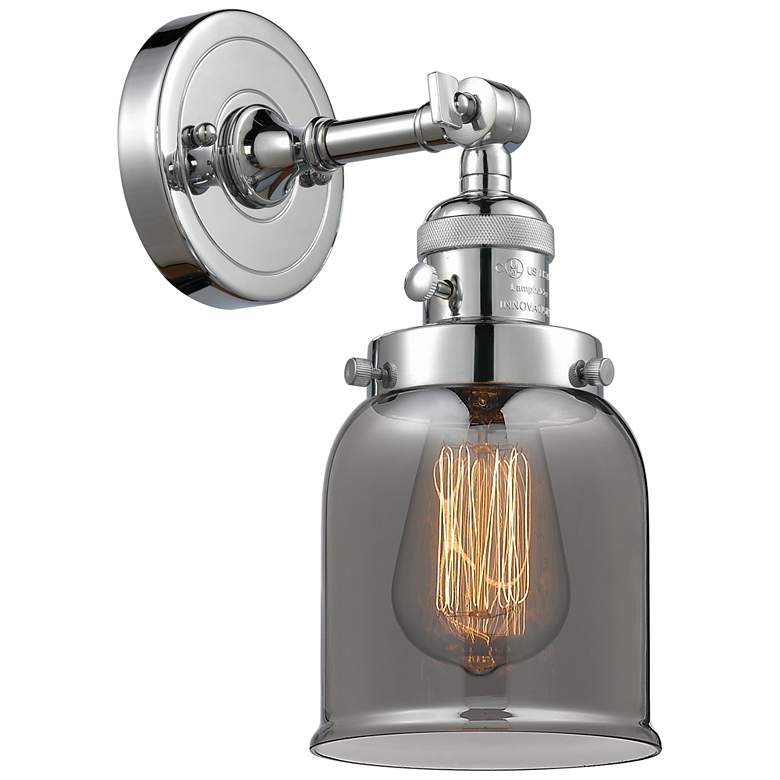 Image 1 Bell 5" Polished Chrome Sconce w/ Plated Smoke Shade