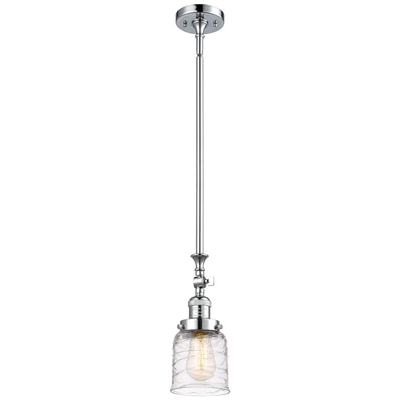 Image 1 Bell 5" Polished Chrome Stem Hung Mini Pendant w/ Deco Swirl Shade