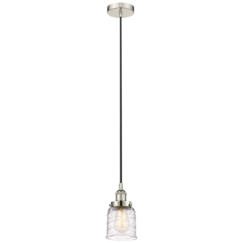 Image 1 Bell 5" Polished Nickel Mini Pendant w/ Deco Swirl Shade
