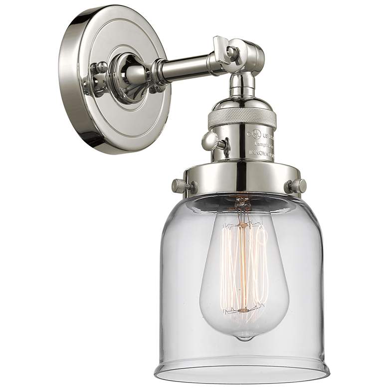 Image 1 Bell 5" Polished Nickel Sconce w/ Clear Shade