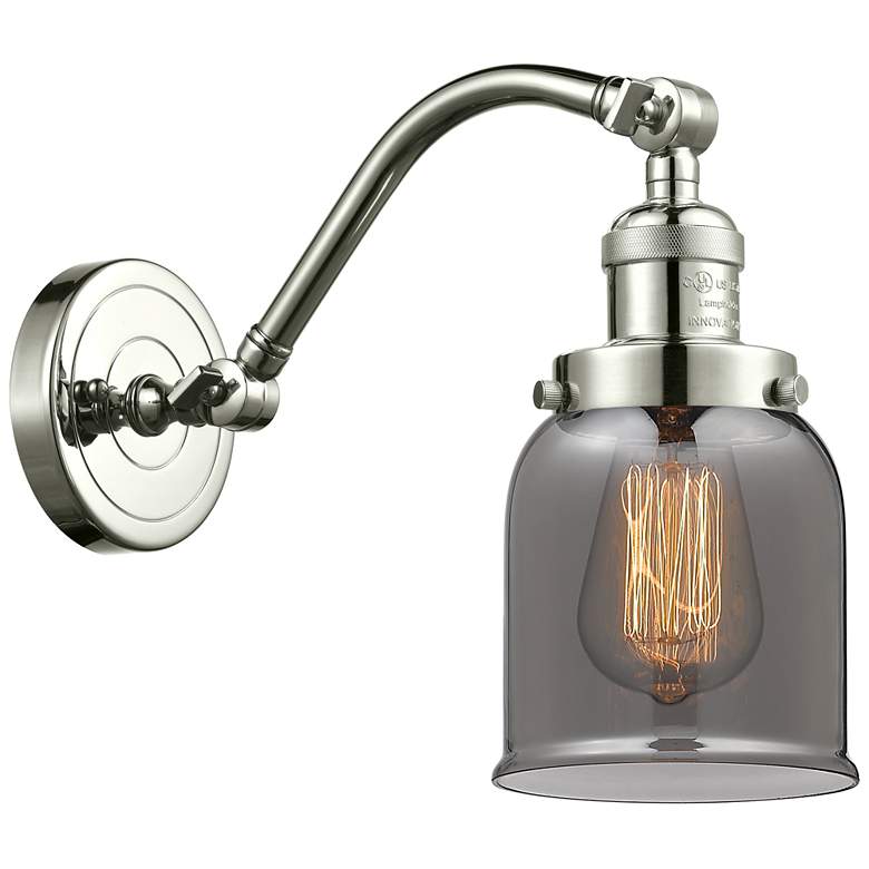 Image 1 Bell 5 inch Polished Nickel Sconce w/ Plated Smoke Shade