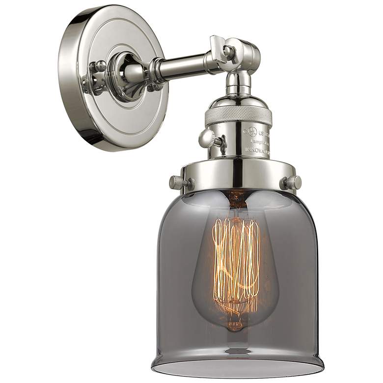 Image 1 Bell 5" Polished Nickel Sconce w/ Plated Smoke Shade