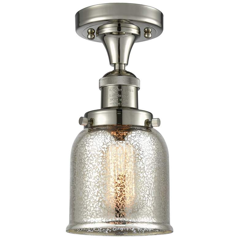 Image 1 Bell 5" Polished Nickel Semi Flush Mount w/ Silver Plated Mercury Shad