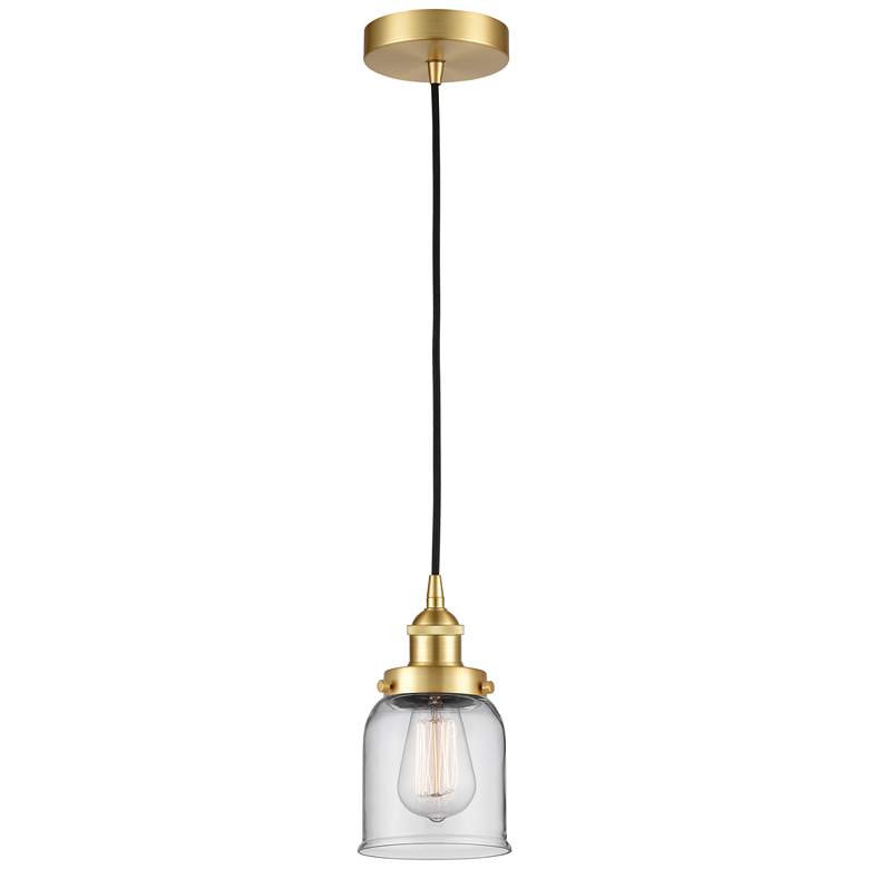 Image 1 Bell 5" Satin Gold Mini Pendant w/ Clear Shade