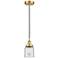 Bell 5" Satin Gold Mini Pendant w/ Clear Shade