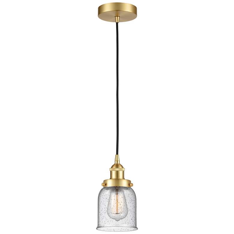 Image 1 Bell 5" Satin Gold Mini Pendant w/ Seedy Shade