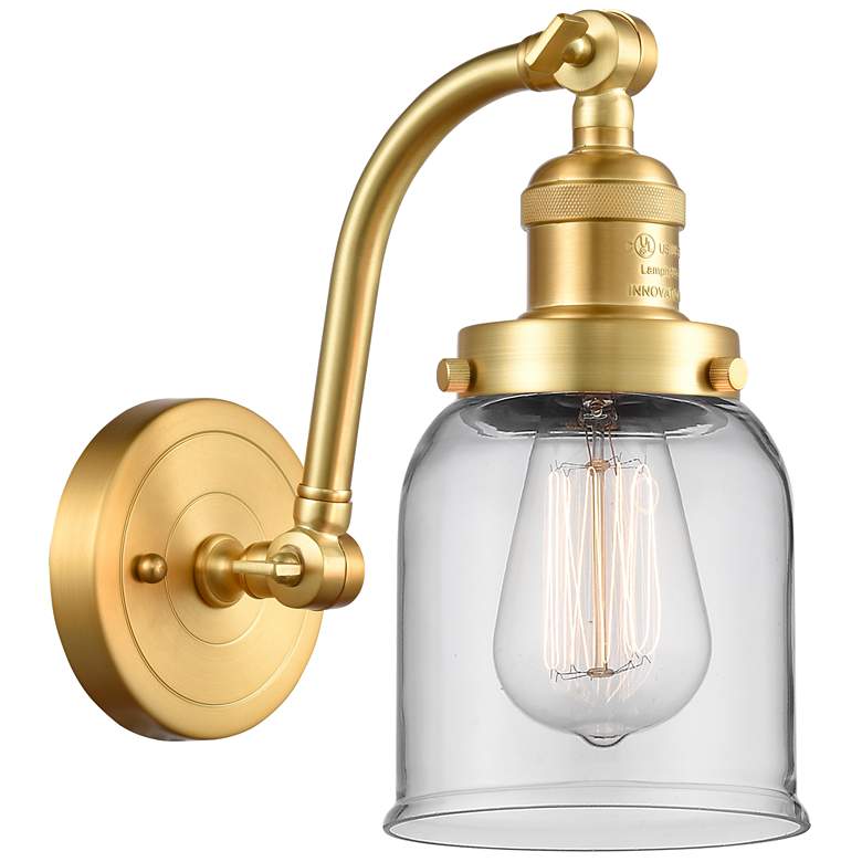 Image 1 Bell 5" Satin Gold Sconce w/ Clear Shade