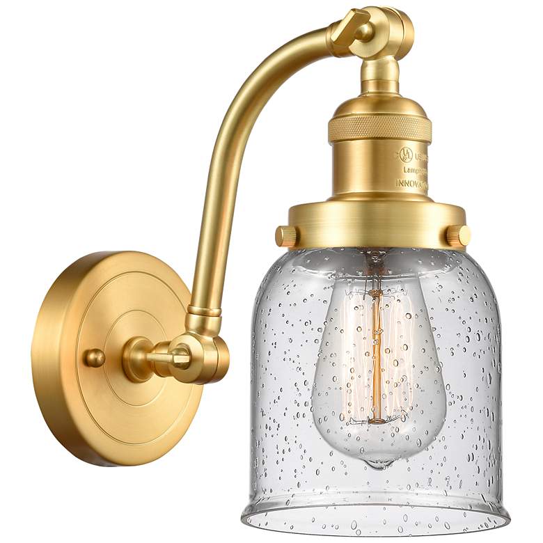 Image 1 Bell 5" Satin Gold Sconce w/ Seedy Shade