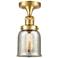 Bell 5" Satin Gold Semi Flush Mount w/ Silver Plated Mercury Shade