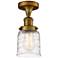 Bell 5" Semi-Flush Mount - Brushed Brass - Deco Swirl Shade