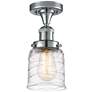 Bell 5" Semi-Flush Mount - Polished Chrome - Deco Swirl Shade