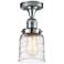 Bell 5" Semi-Flush Mount - Polished Chrome - Deco Swirl Shade
