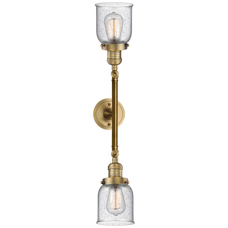 Image 1 Bell 5" Wide 2 Light Brushed Brass Bath Vanity Light w/ Seedy Shade