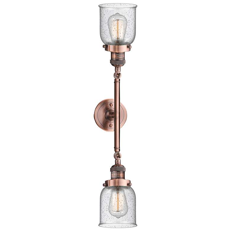 Image 1 Bell 5" Wide 2 Light Copper Bath Vanity Light w/ Seedy Shade