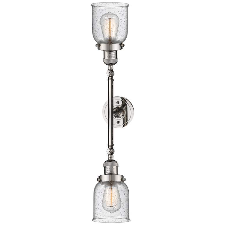 Image 1 Bell 5" Wide 2 Light Polished Nickel Bath Vanity Light w/ Seedy Shade