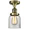 Bell 5" Wide Antique Brass Semi Flush Mount w/ Clear Shade