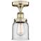Bell 5" Wide Antique Brass Semi.Flush Mount With Clear Glass Shade